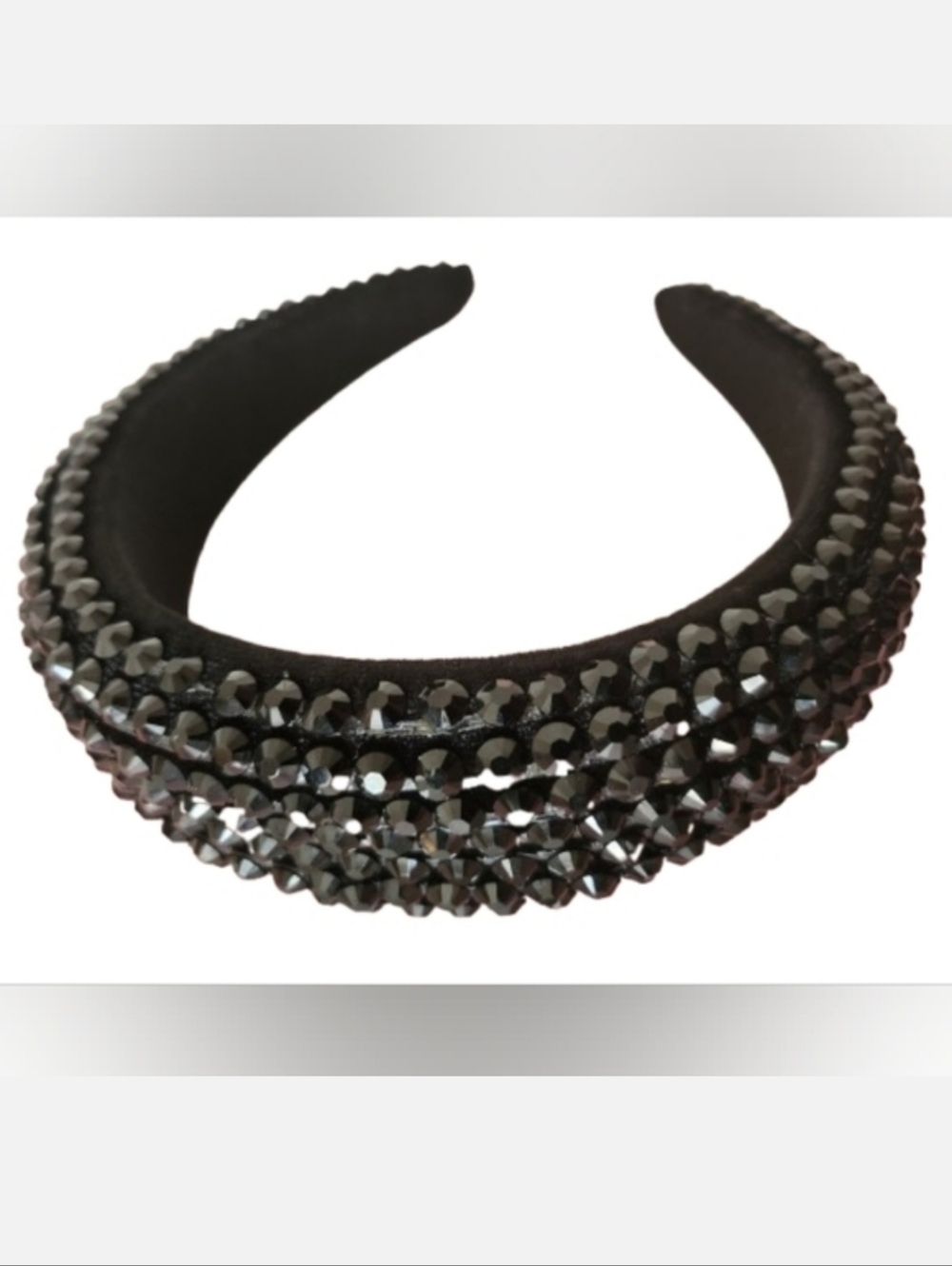 Elegant Padded Black Rhinestone Headband
